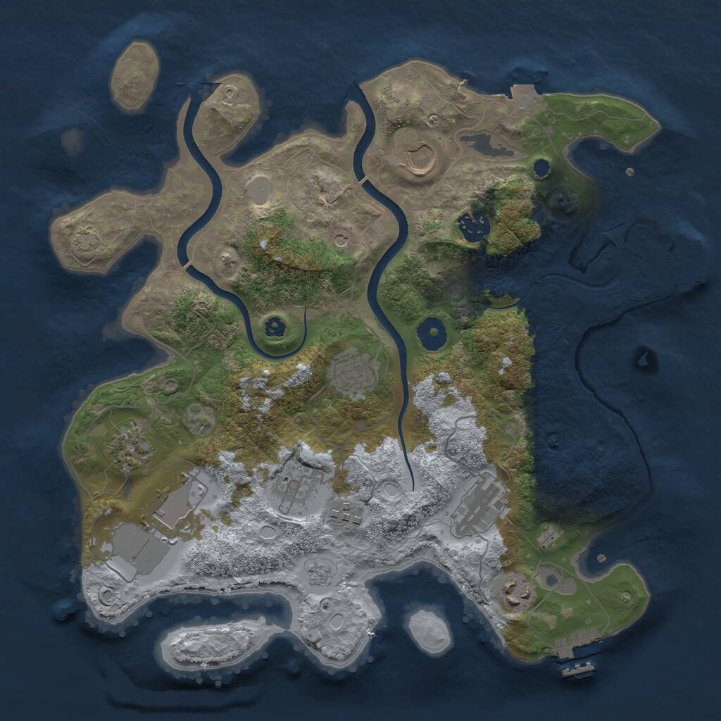 Rust Map: Procedural Map, Size: 3500, Seed: 2128824488, 15 Monuments
