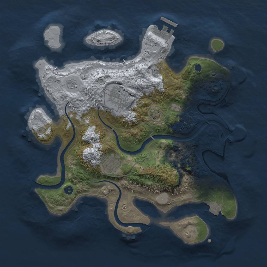 Rust Map: Procedural Map, Size: 3000, Seed: 26127, 8 Monuments