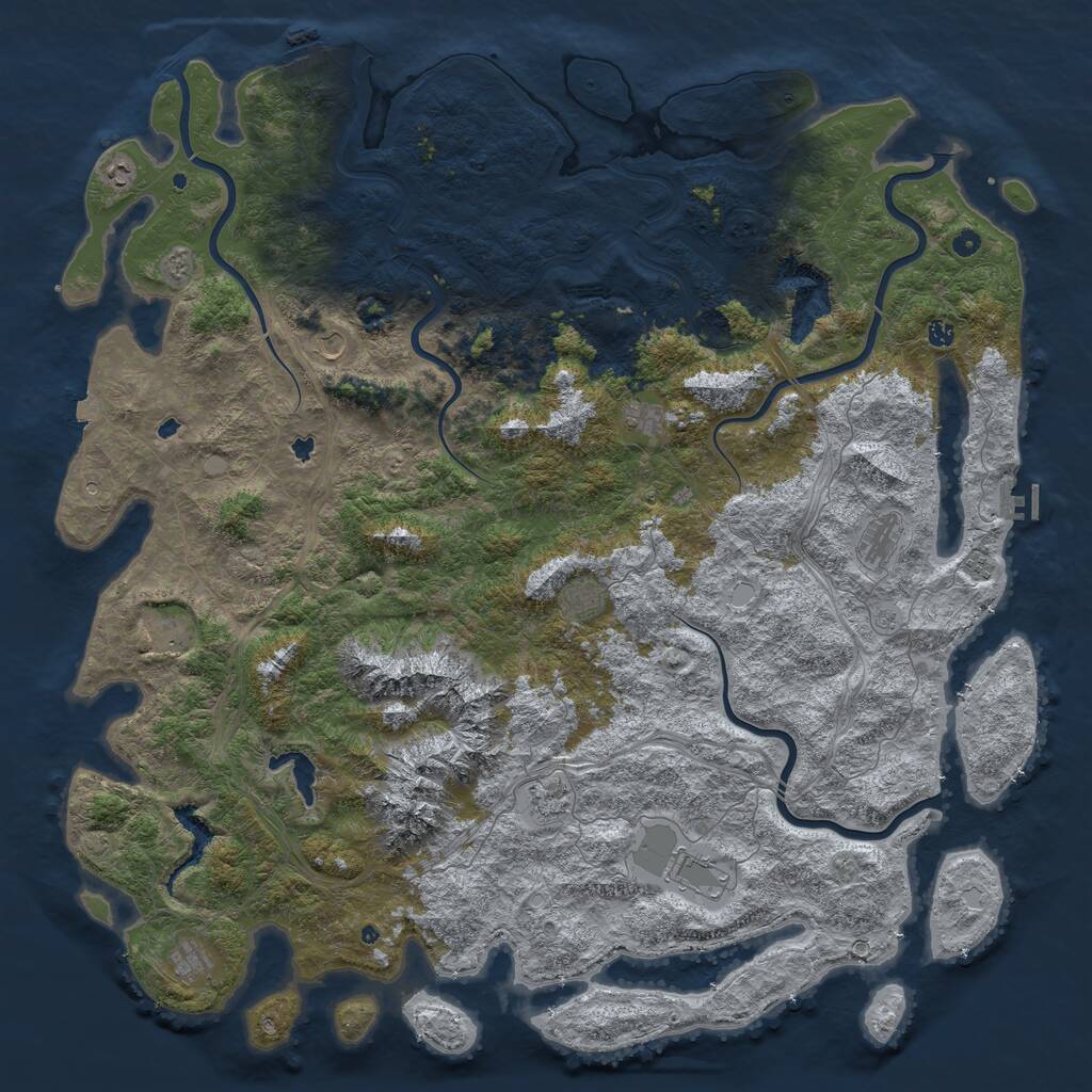 Rust Map: Procedural Map, Size: 6000, Seed: 521961514, 17 Monuments