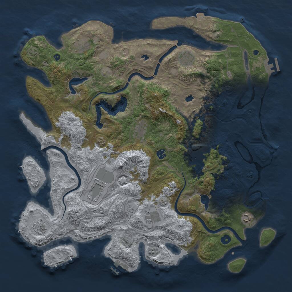 Rust Map: Procedural Map, Size: 4500, Seed: 739641279, 16 Monuments