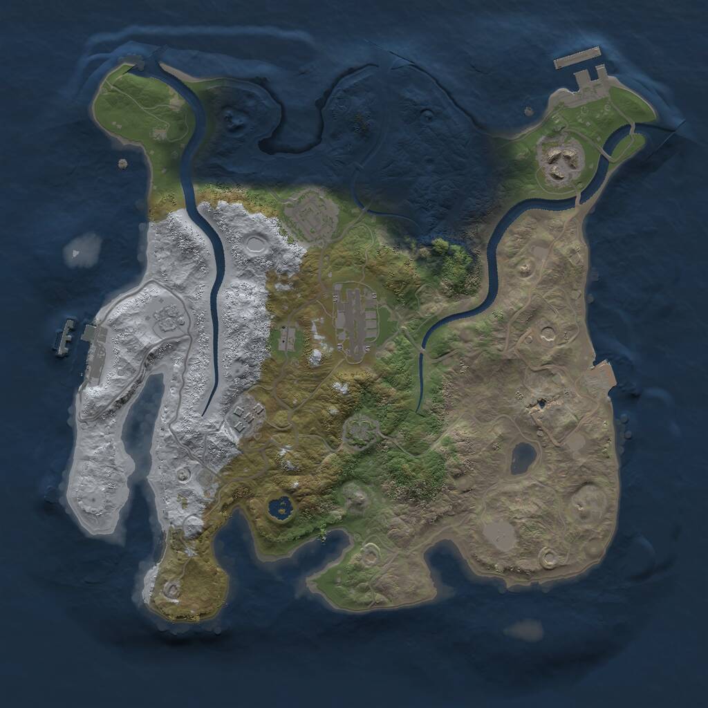 Rust Map: Procedural Map, Size: 3000, Seed: 1945273136, 10 Monuments