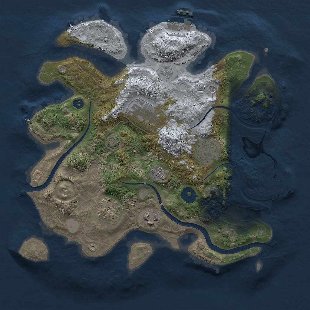 Rust Map: Procedural Map, Size: 3000, Seed: 918340304, 11 Monuments
