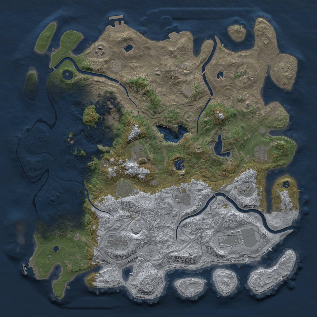 Rust Map: Procedural Map, Size: 4500, Seed: 274313345, 17 Monuments