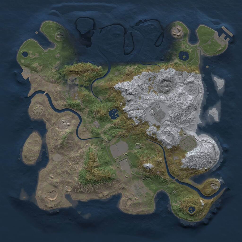 Rust Map: Procedural Map, Size: 3500, Seed: 23580583, 14 Monuments