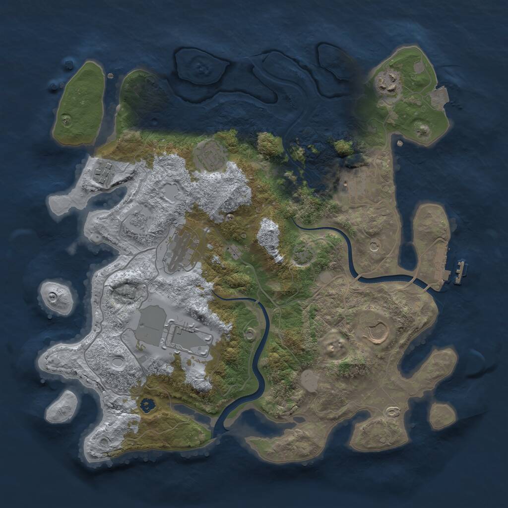 Rust Map: Procedural Map, Size: 3500, Seed: 278039582, 12 Monuments