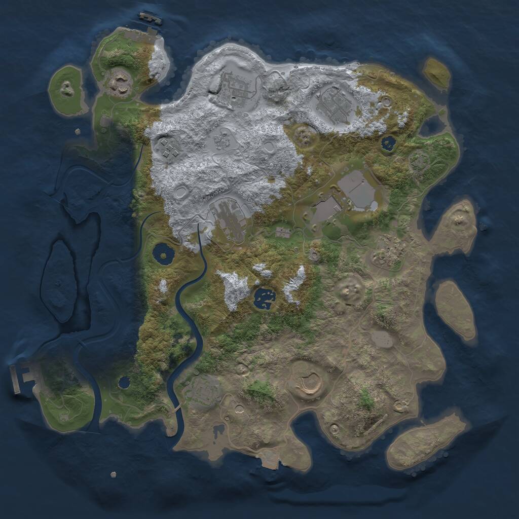Rust Map: Procedural Map, Size: 3600, Seed: 44718988, 16 Monuments