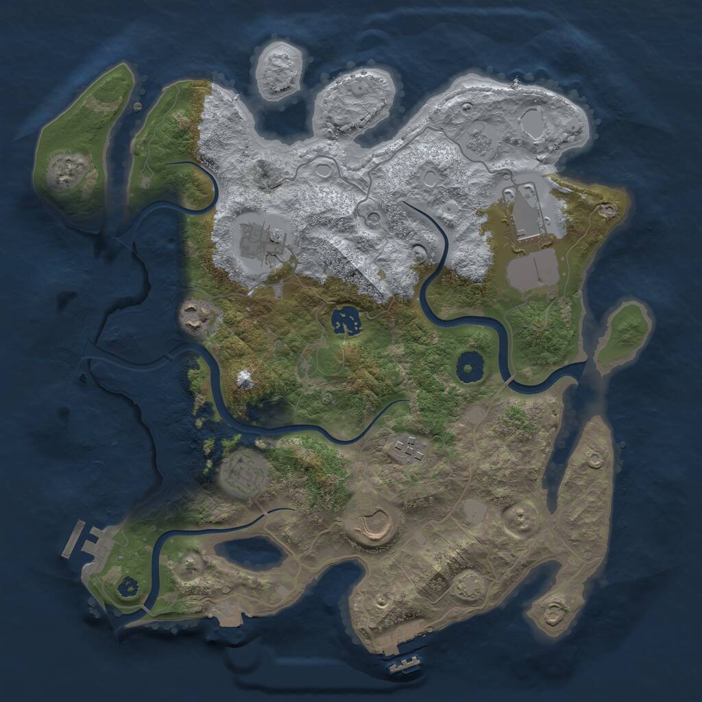 Rust Map: Procedural Map, Size: 3500, Seed: 10426143, 13 Monuments