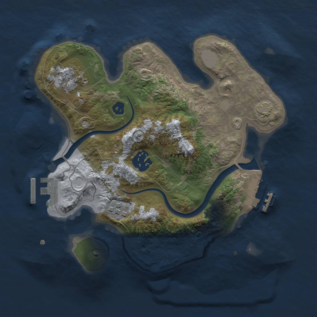 Rust Map: Procedural Map, Size: 2500, Seed: 520617784, 7 Monuments