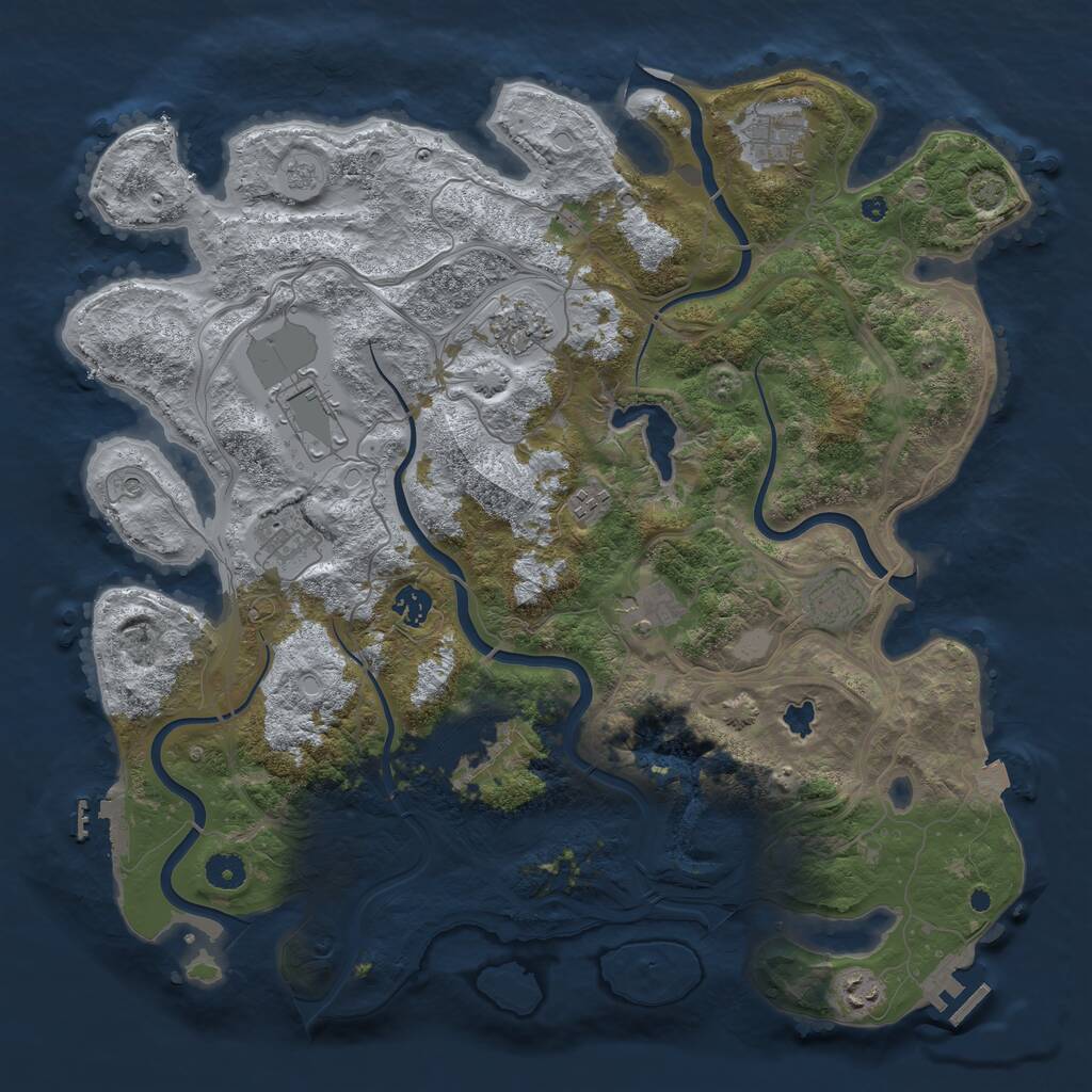Rust Map: Procedural Map, Size: 4250, Seed: 845004345, 16 Monuments