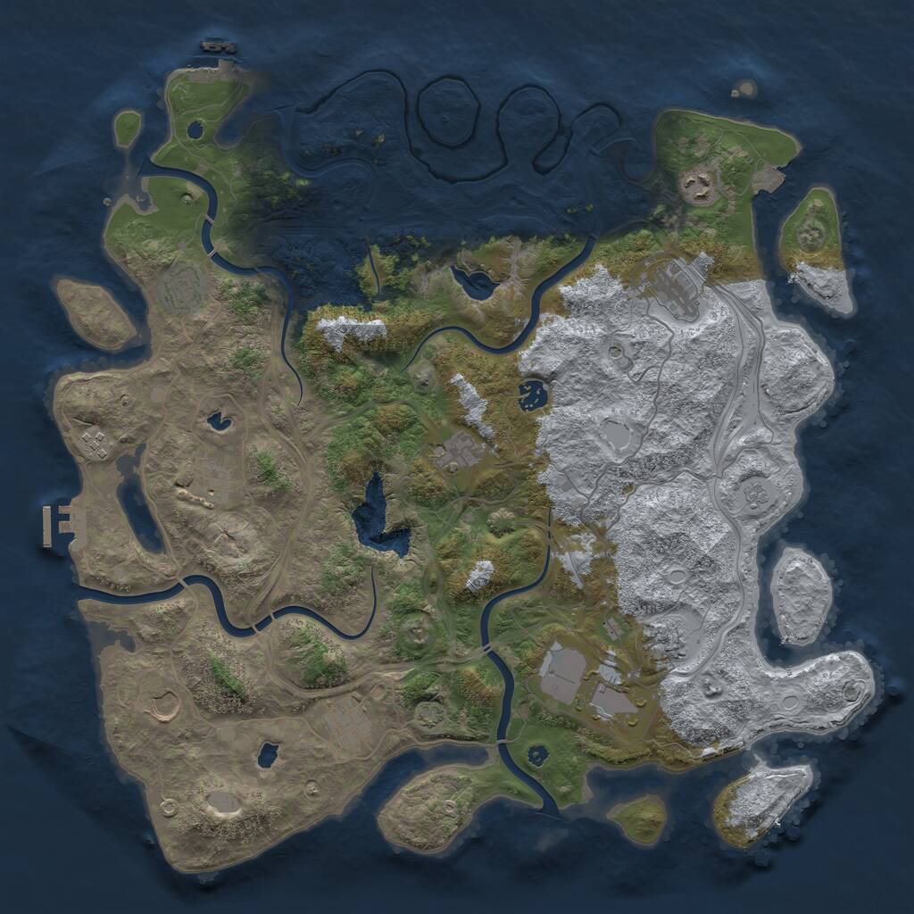 Rust Map: Procedural Map, Size: 4500, Seed: 660093181, 17 Monuments
