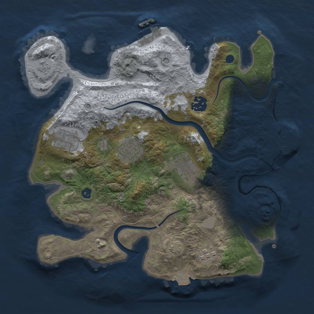 Rust Map: Procedural Map, Size: 3000, Seed: 1674433236, 11 Monuments