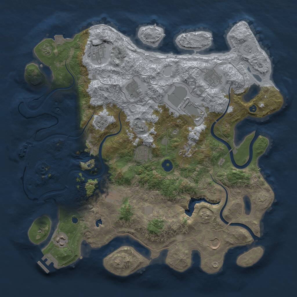 Rust Map: Procedural Map, Size: 4000, Seed: 23279, 16 Monuments