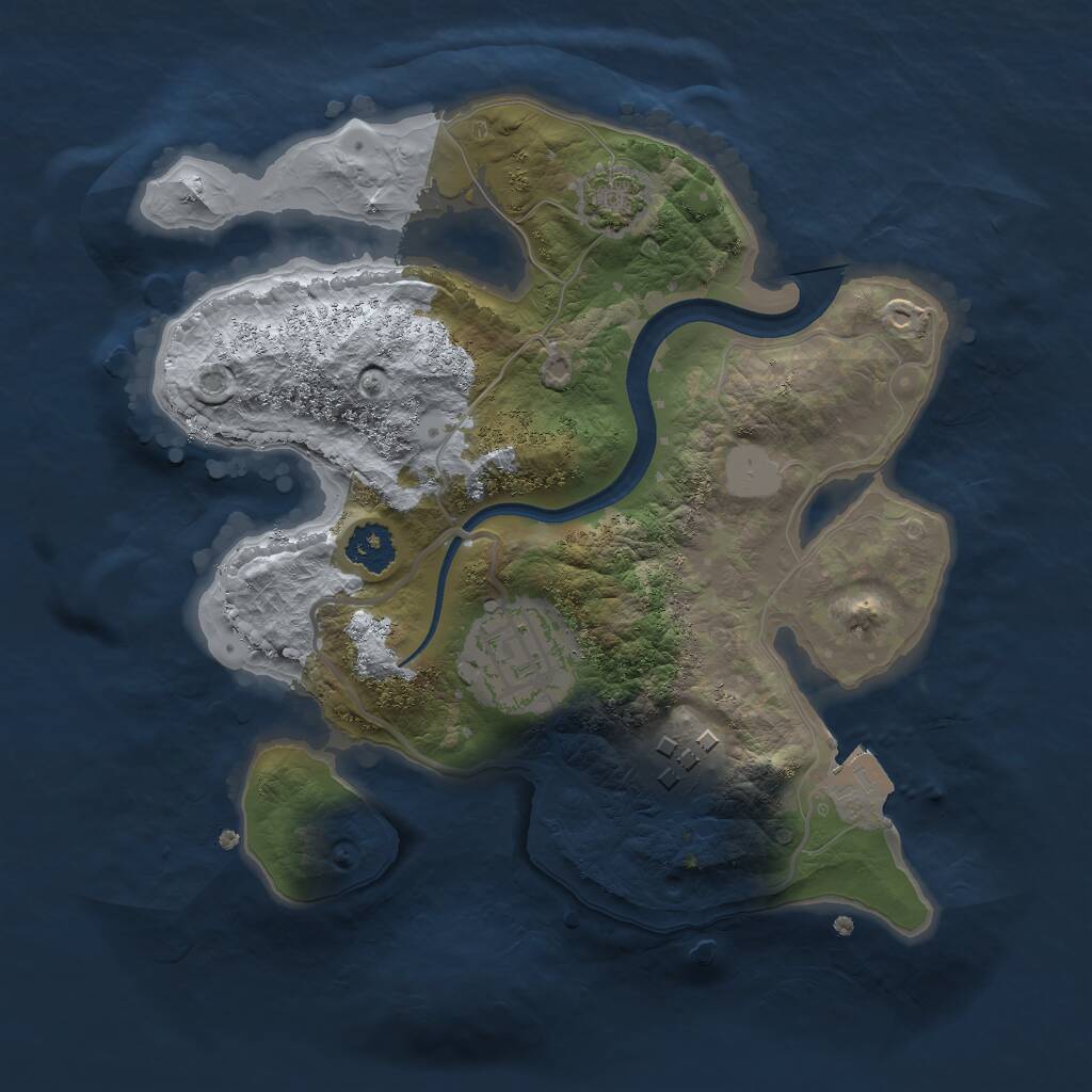 Rust Map: Procedural Map, Size: 2250, Seed: 2028468412, 4 Monuments