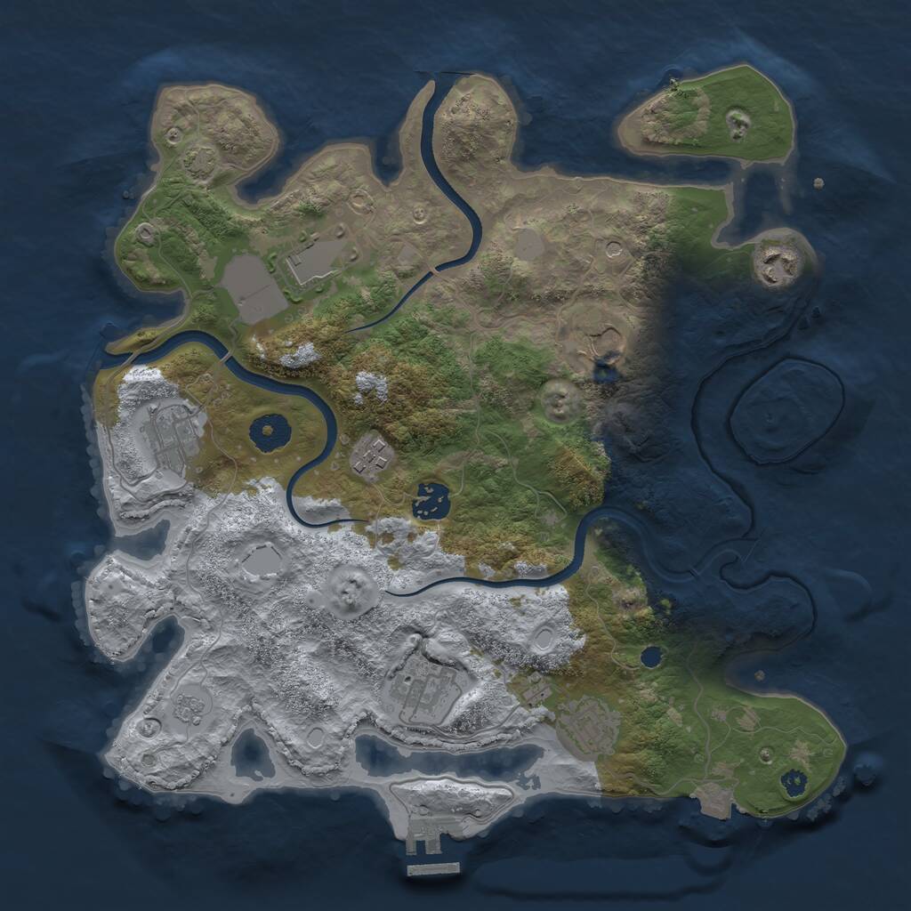 Rust Map: Procedural Map, Size: 3500, Seed: 1676101883, 13 Monuments