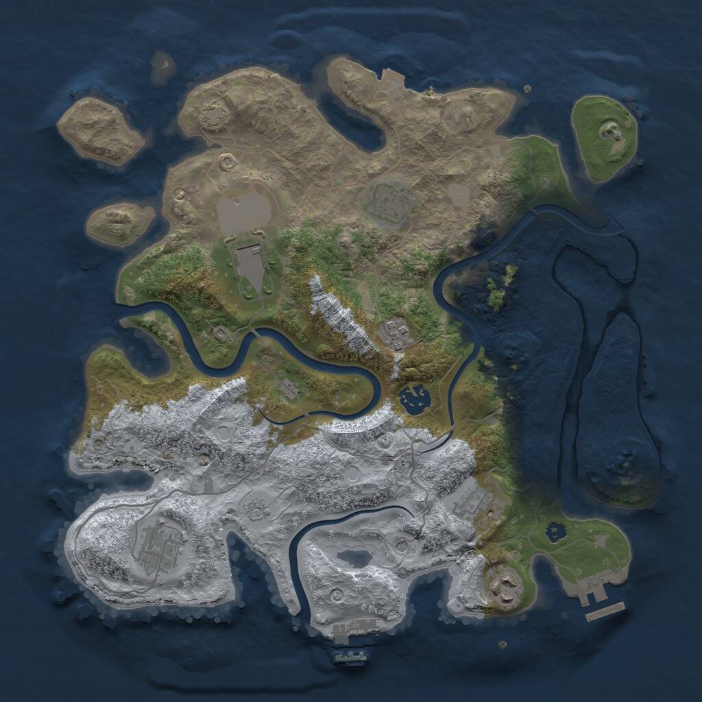 Rust Map: Procedural Map, Size: 3500, Seed: 1912551543, 13 Monuments