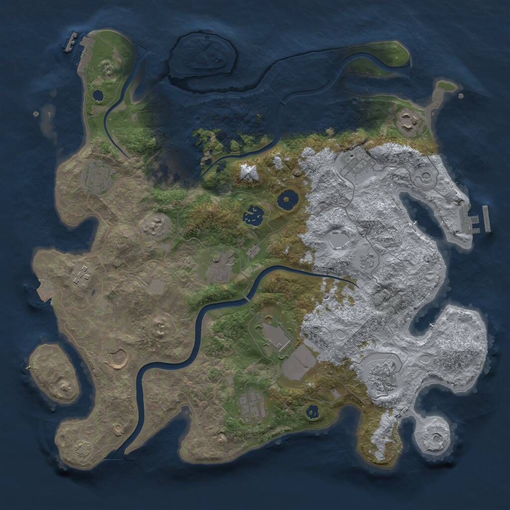 Rust Map: Procedural Map, Size: 3800, Seed: 765467300, 17 Monuments