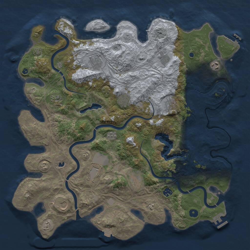 Rust Map: Procedural Map, Size: 4350, Seed: 888555, 17 Monuments