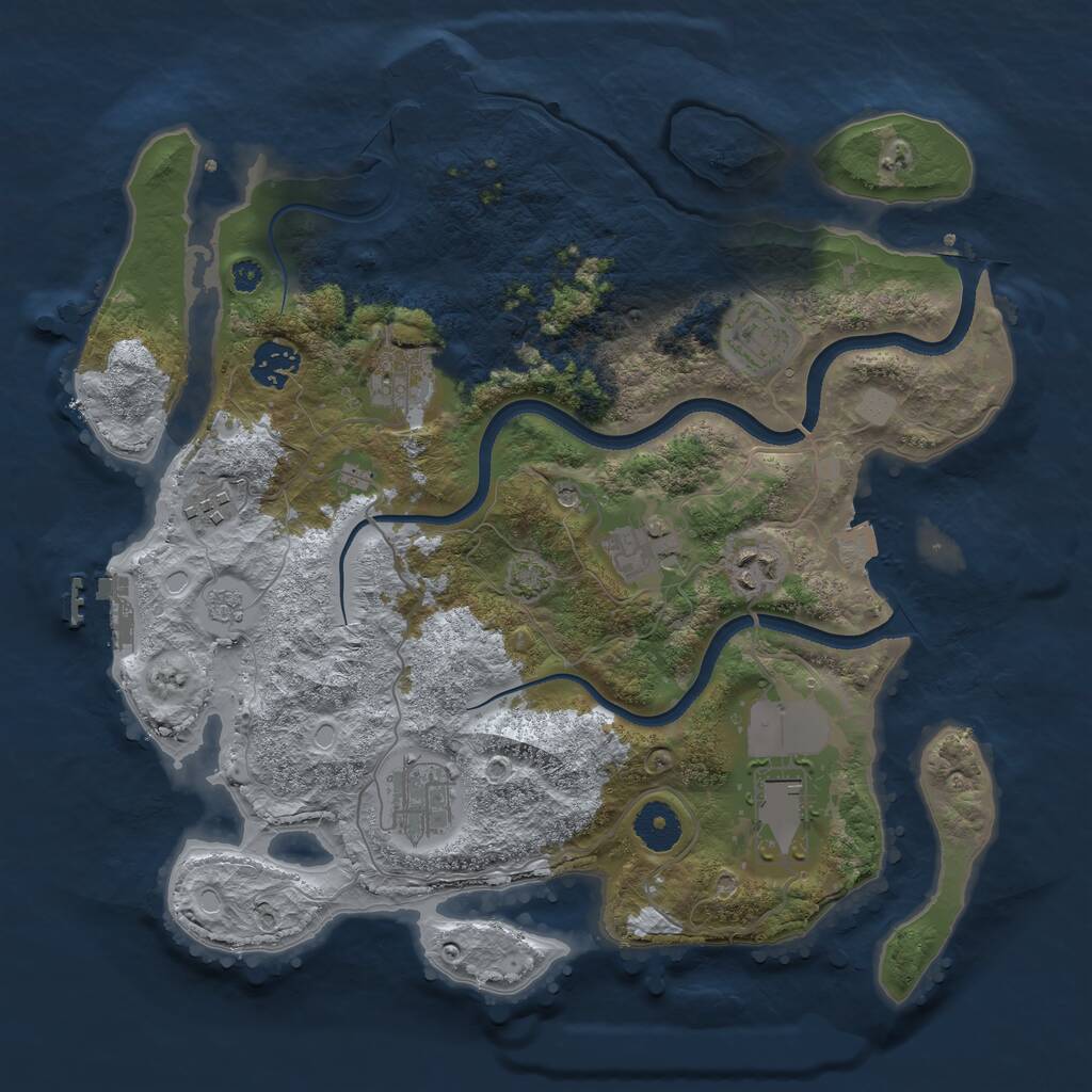 Rust Map: Procedural Map, Size: 3500, Seed: 43163538, 14 Monuments
