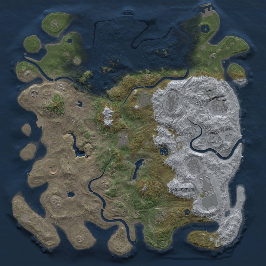 Rust Map: Procedural Map, Size: 4500, Seed: 3543681, 17 Monuments