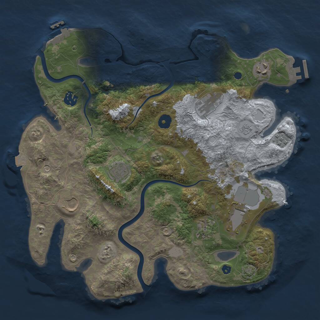 Rust Map: Procedural Map, Size: 3500, Seed: 28085, 14 Monuments