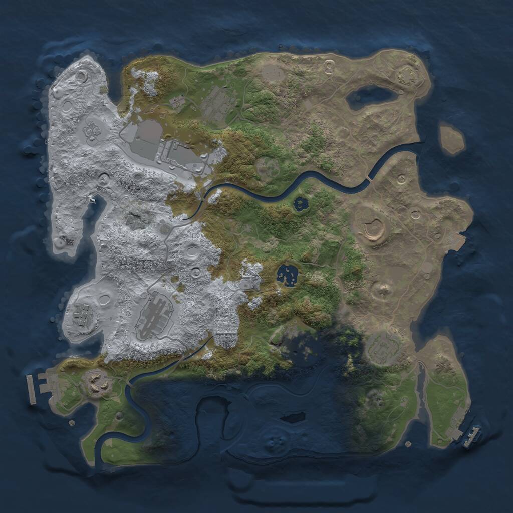 Rust Map: Procedural Map, Size: 3500, Seed: 1277202129, 15 Monuments
