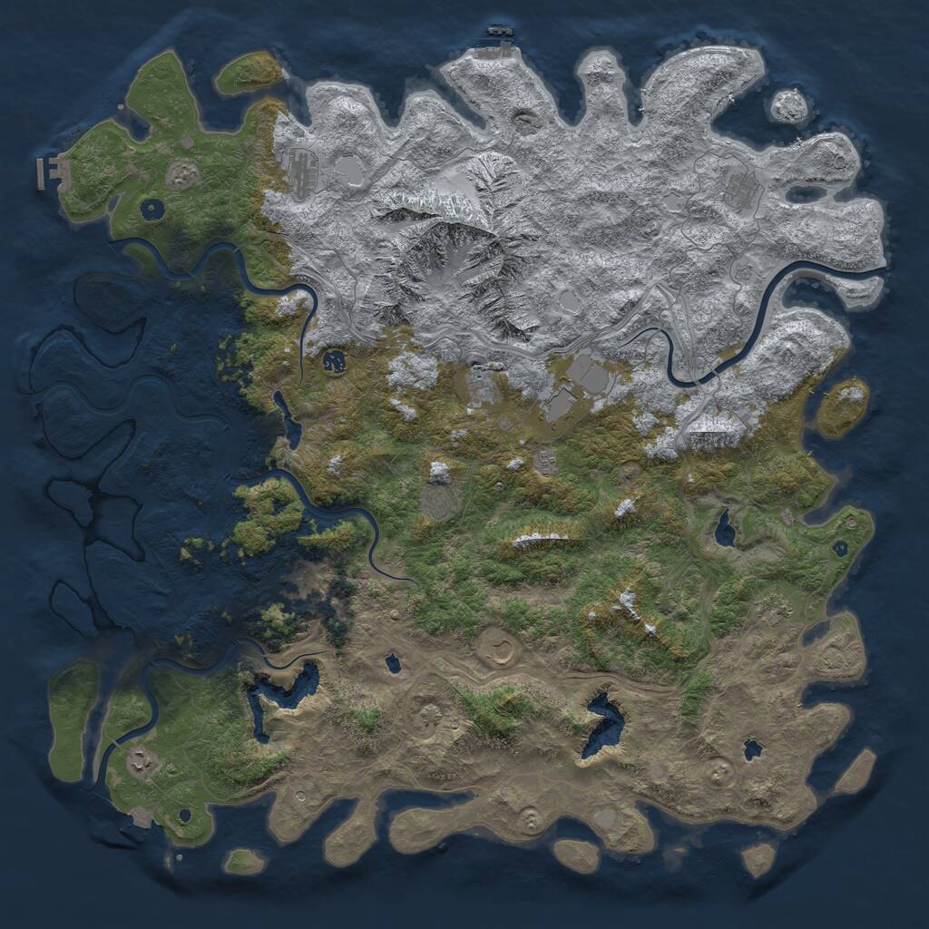 Rust Map: Procedural Map, Size: 6000, Seed: 475820916, 17 Monuments