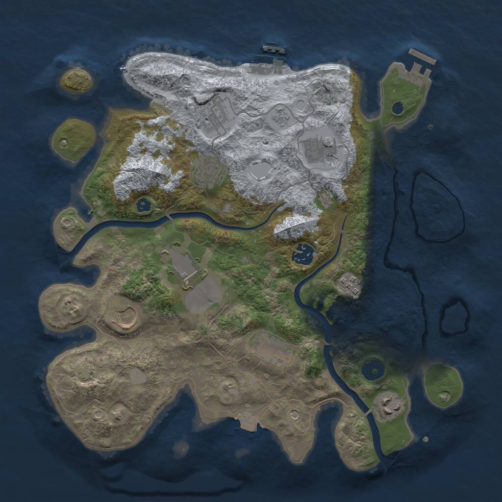 Rust Map: Procedural Map, Size: 3500, Seed: 1273047397, 15 Monuments