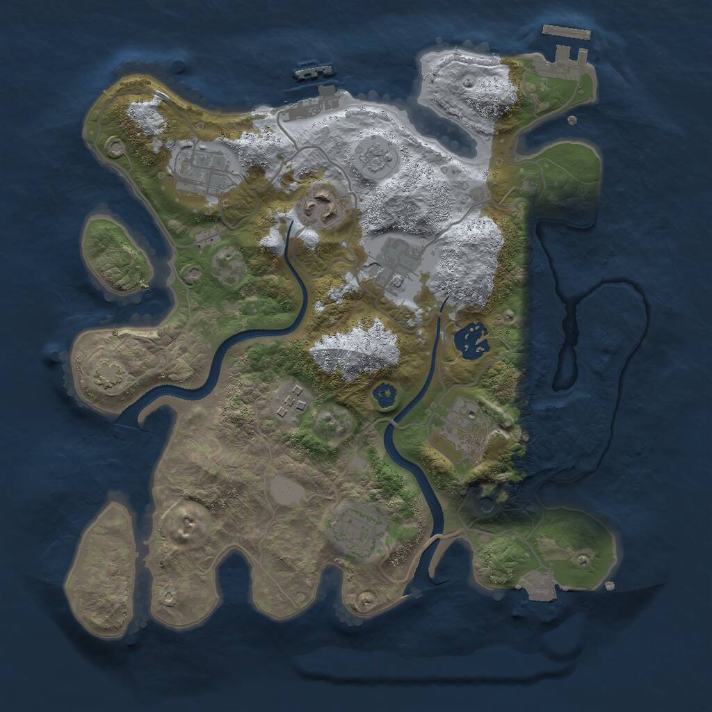 Rust Map: Procedural Map, Size: 3000, Seed: 6964, 13 Monuments