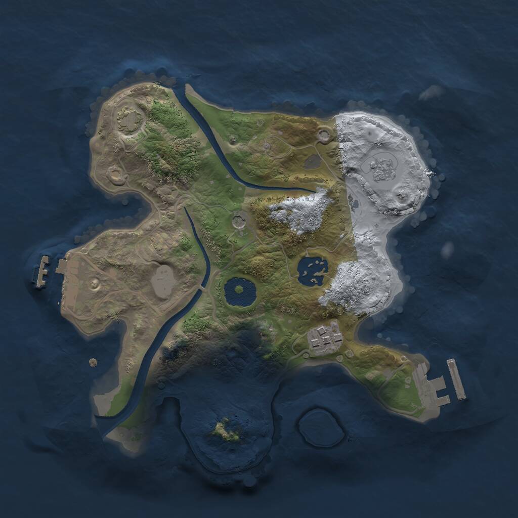 Rust Map: Procedural Map, Size: 2500, Seed: 1080406303, 8 Monuments