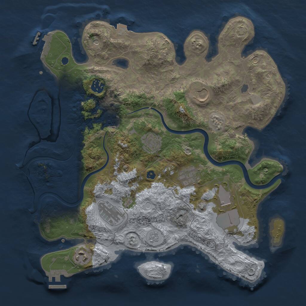 Rust Map: Procedural Map, Size: 3500, Seed: 8848, 14 Monuments