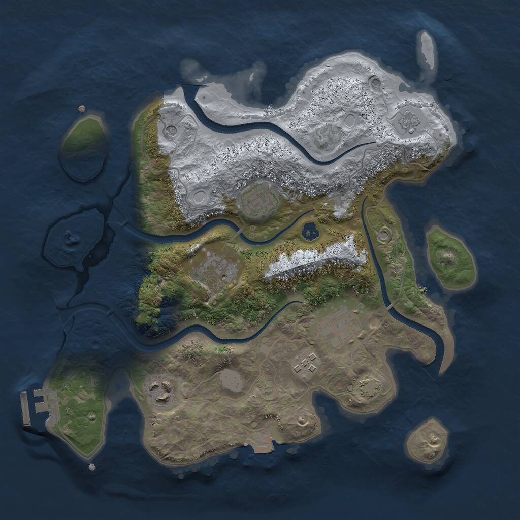 Rust Map: Procedural Map, Size: 3000, Seed: 2283, 10 Monuments