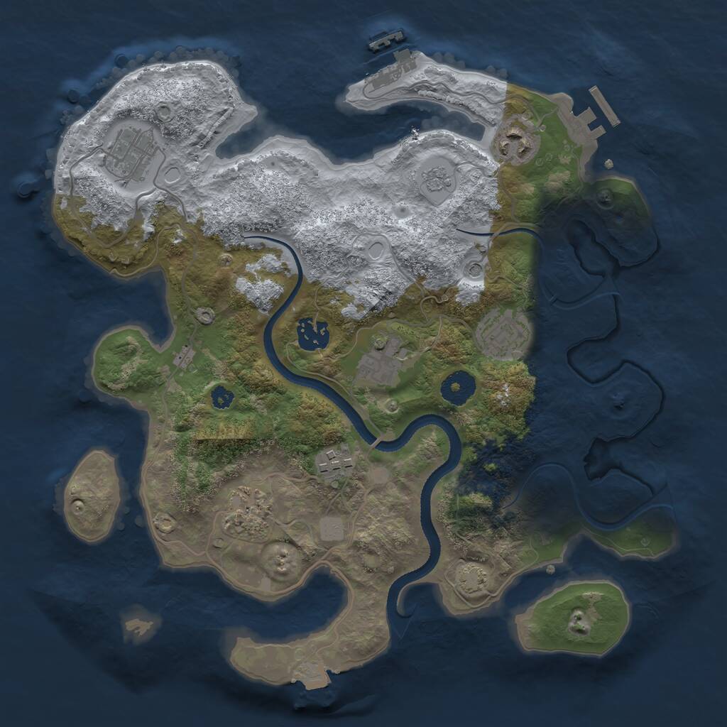 Rust Map: Procedural Map, Size: 3250, Seed: 39763511, 13 Monuments