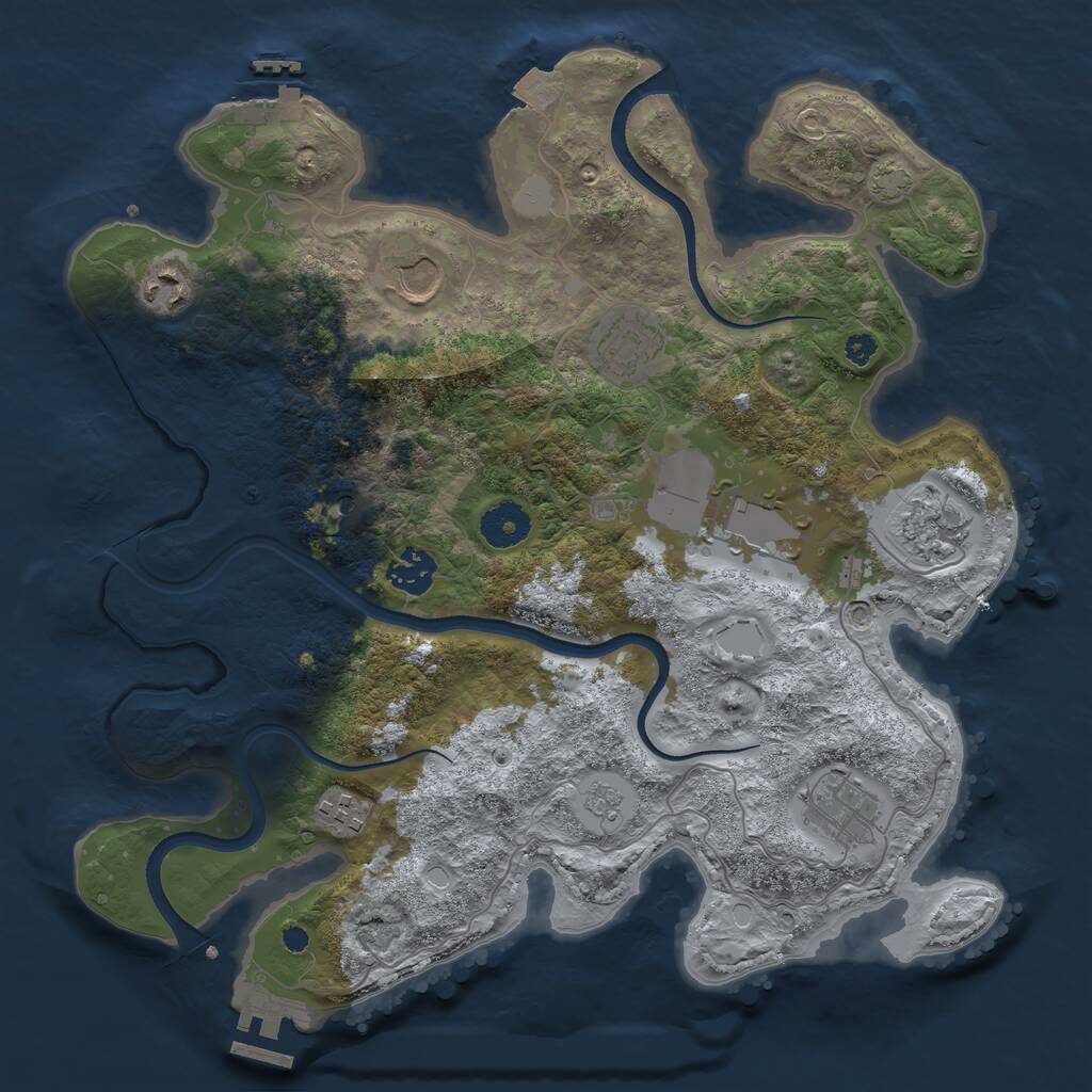 Rust Map: Procedural Map, Size: 3500, Seed: 876254, 14 Monuments
