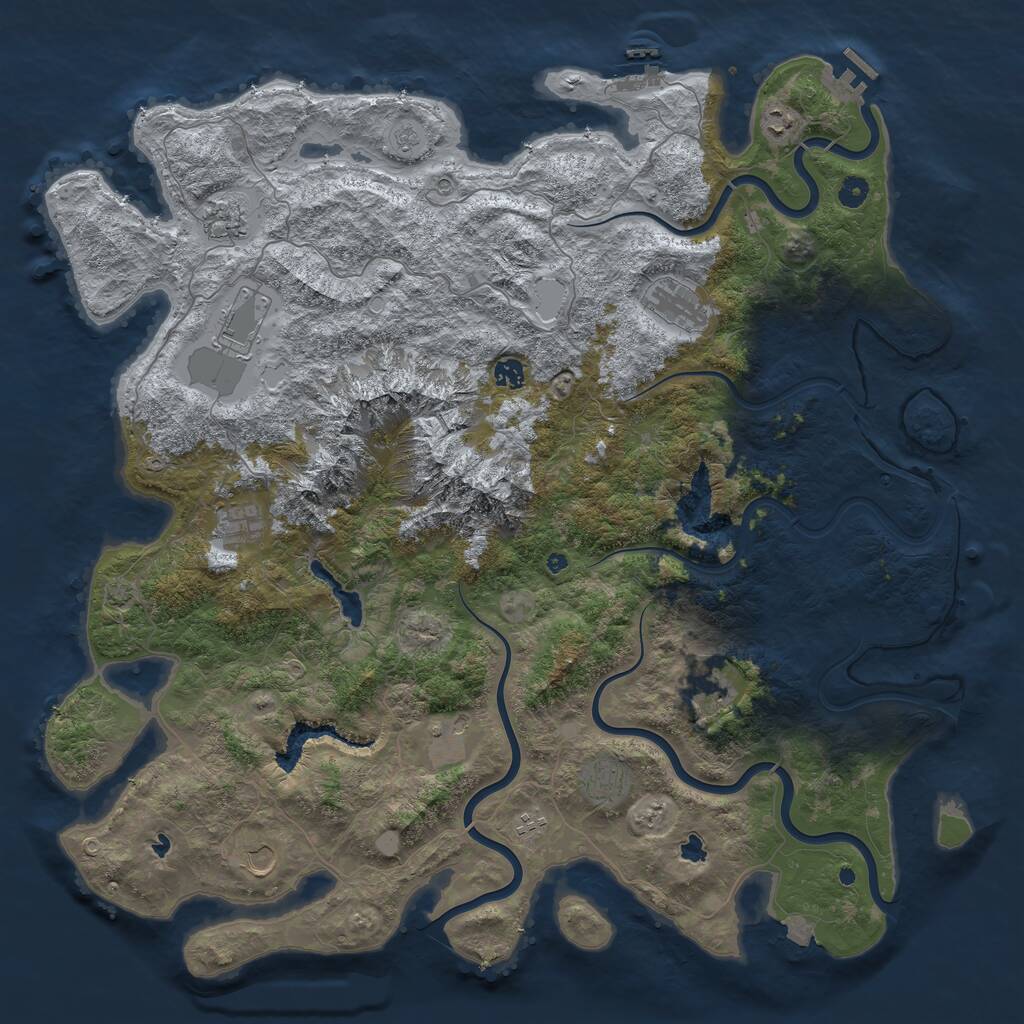 Rust Map: Procedural Map, Size: 5005, Seed: 464365577, 17 Monuments