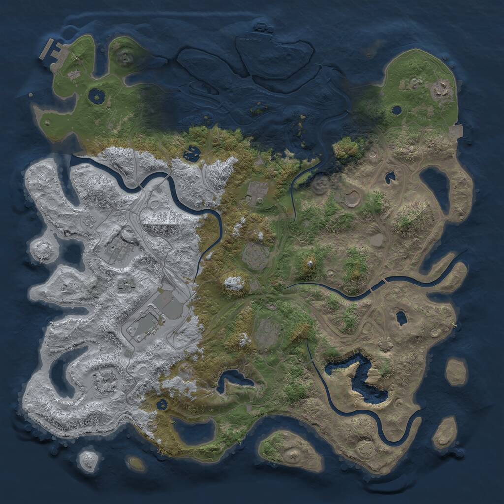 Rust Map: Procedural Map, Size: 4500, Seed: 494928189, 16 Monuments