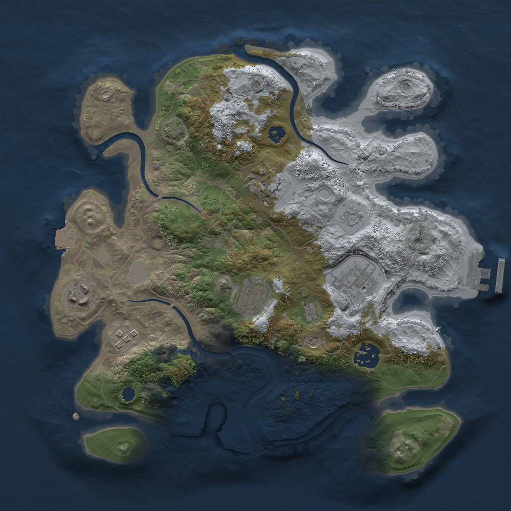 Rust Map: Procedural Map, Size: 3000, Seed: 727568, 11 Monuments