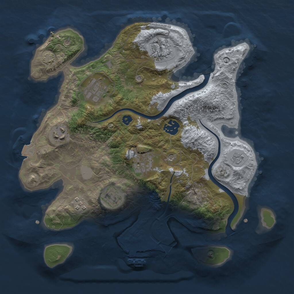 Rust Map: Procedural Map, Size: 3000, Seed: 584861868, 12 Monuments