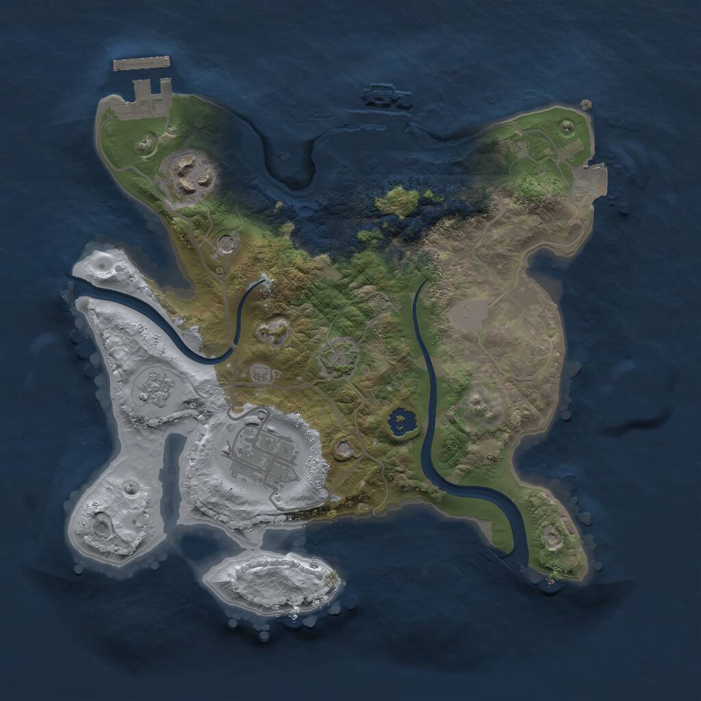 Rust Map: Procedural Map, Size: 2500, Seed: 12312214, 8 Monuments