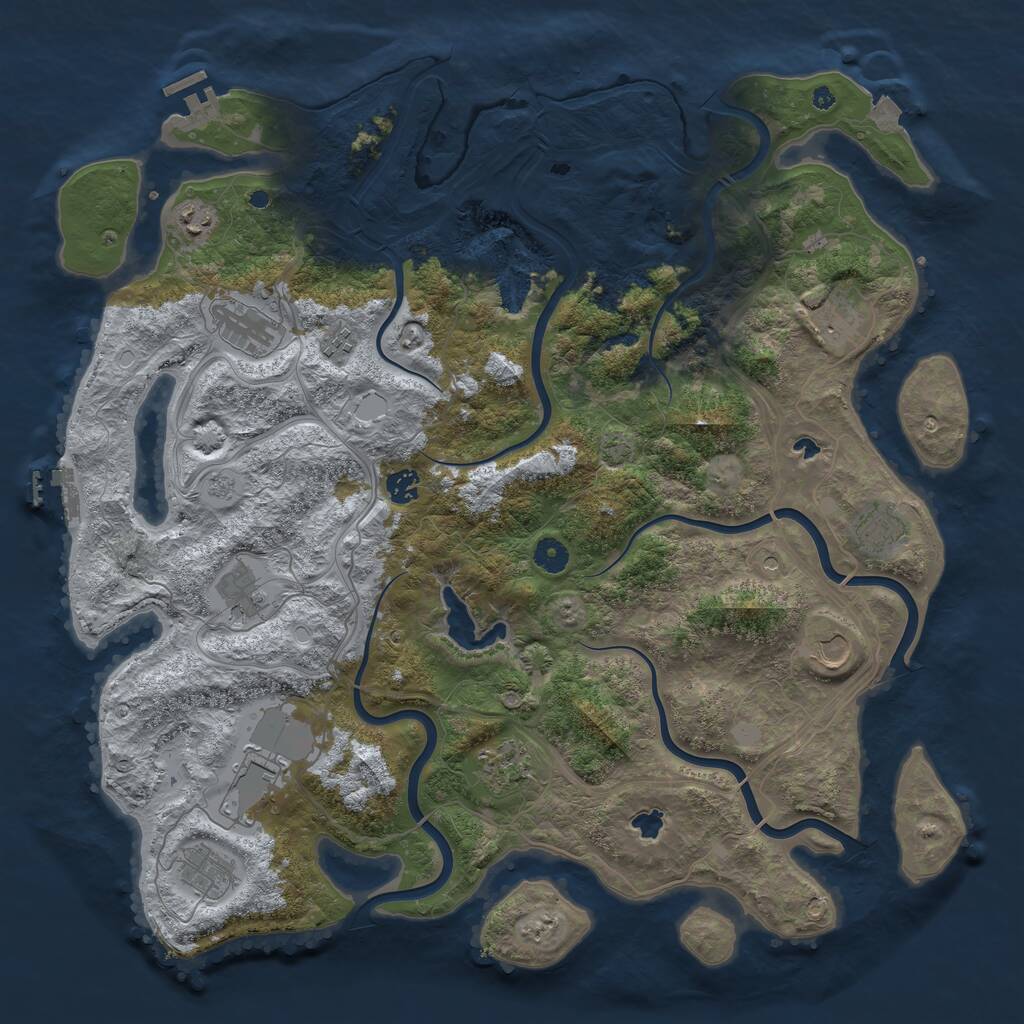 Rust Map: Procedural Map, Size: 4500, Seed: 36237250, 17 Monuments