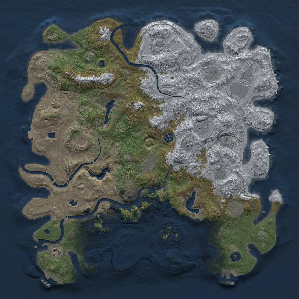 Rust Map: Procedural Map, Size: 4500, Seed: 1939848632, 17 Monuments