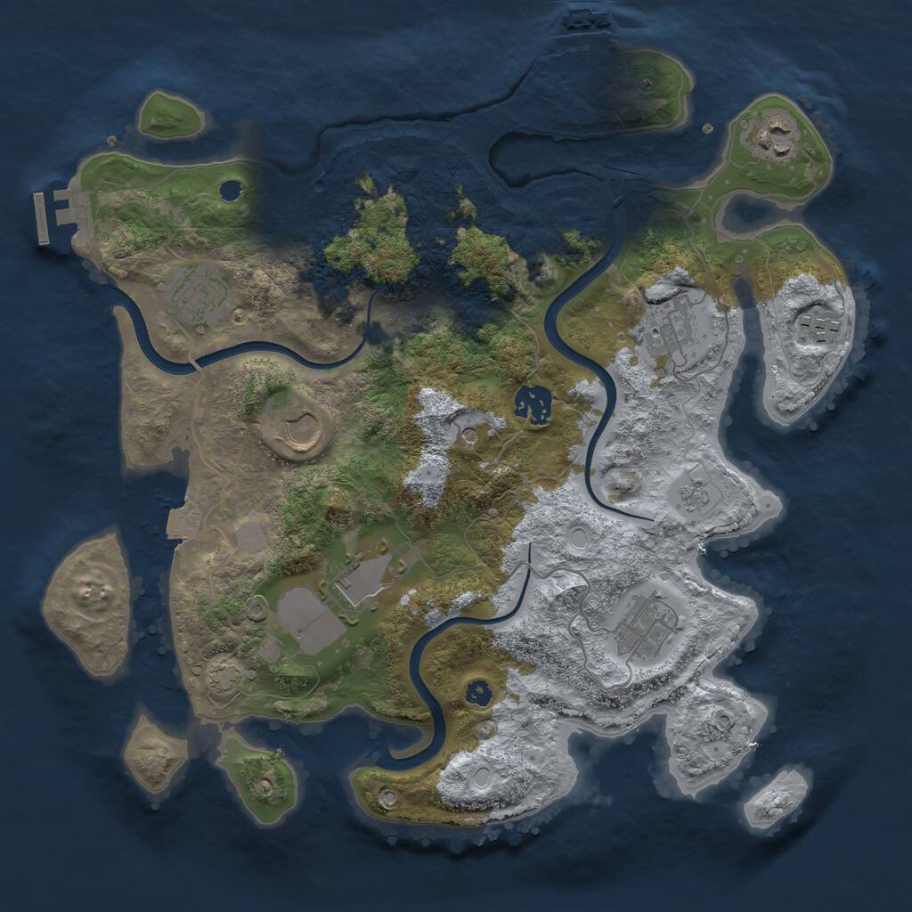 Rust Map: Procedural Map, Size: 3500, Seed: 498685339, 14 Monuments