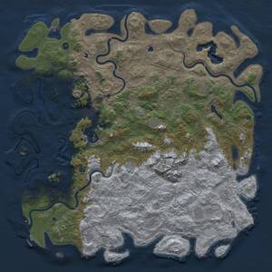 Thumbnail Rust Map: Procedural Map, Size: 6000, Seed: 185774421, 17 Monuments