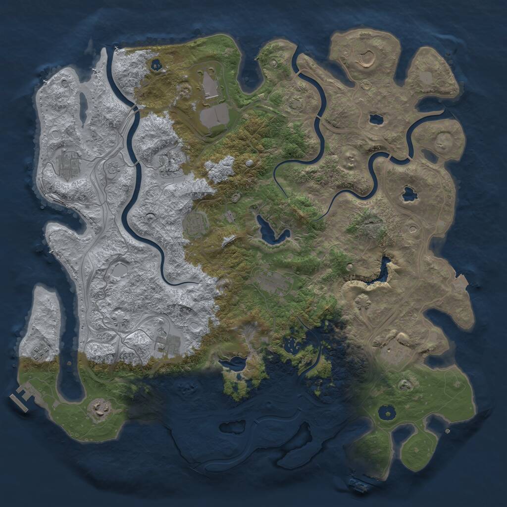 Rust Map: Procedural Map, Size: 4500, Seed: 1143376975, 17 Monuments