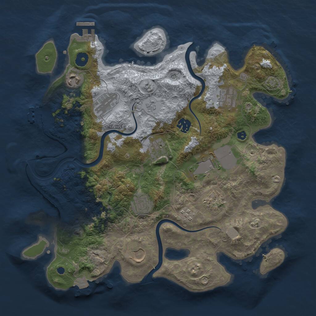 Rust Map: Procedural Map, Size: 3500, Seed: 787148198, 16 Monuments