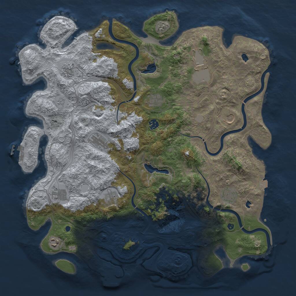 Rust Map: Procedural Map, Size: 4500, Seed: 2138928223, 17 Monuments