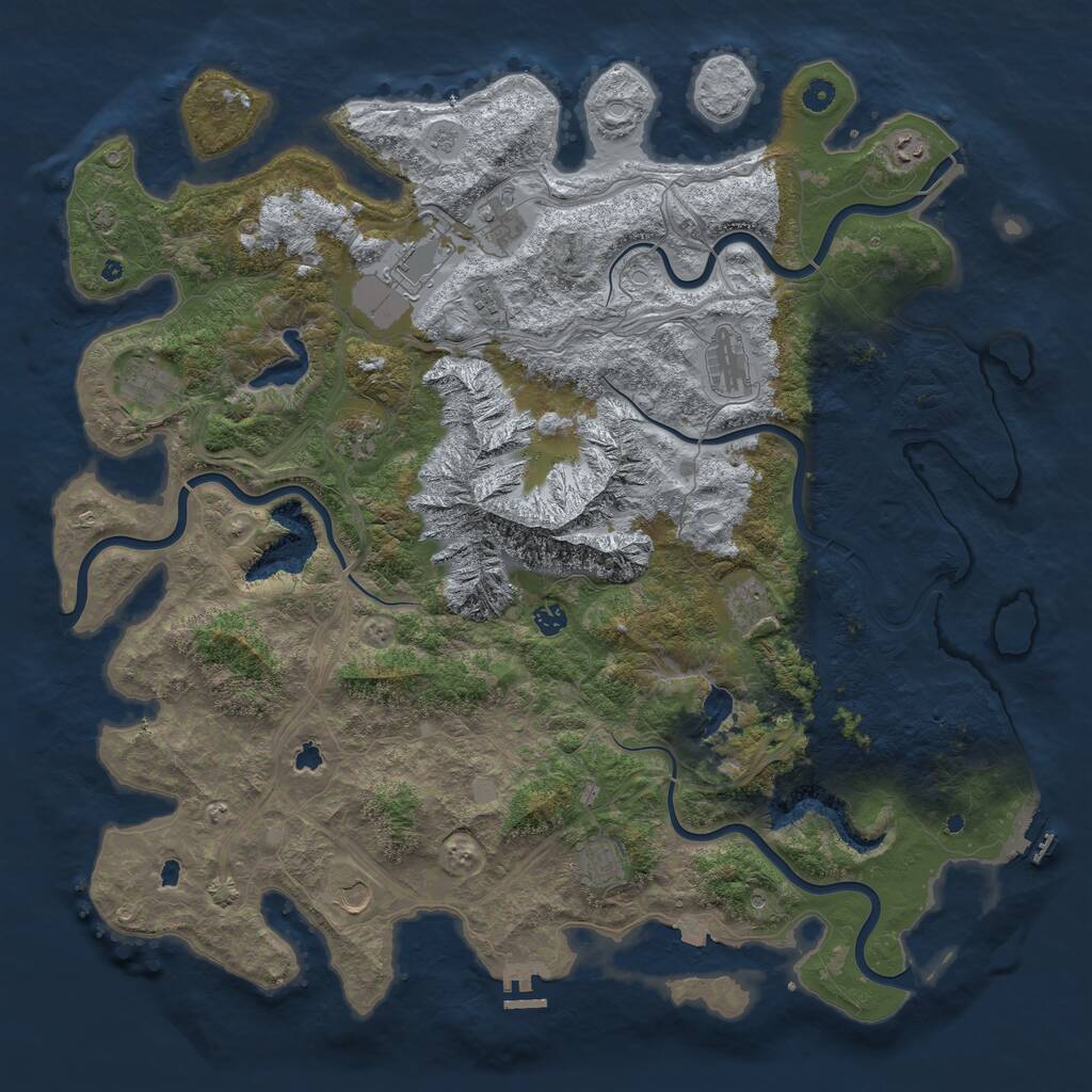 Rust Map: Procedural Map, Size: 5111, Seed: 672642914, 17 Monuments