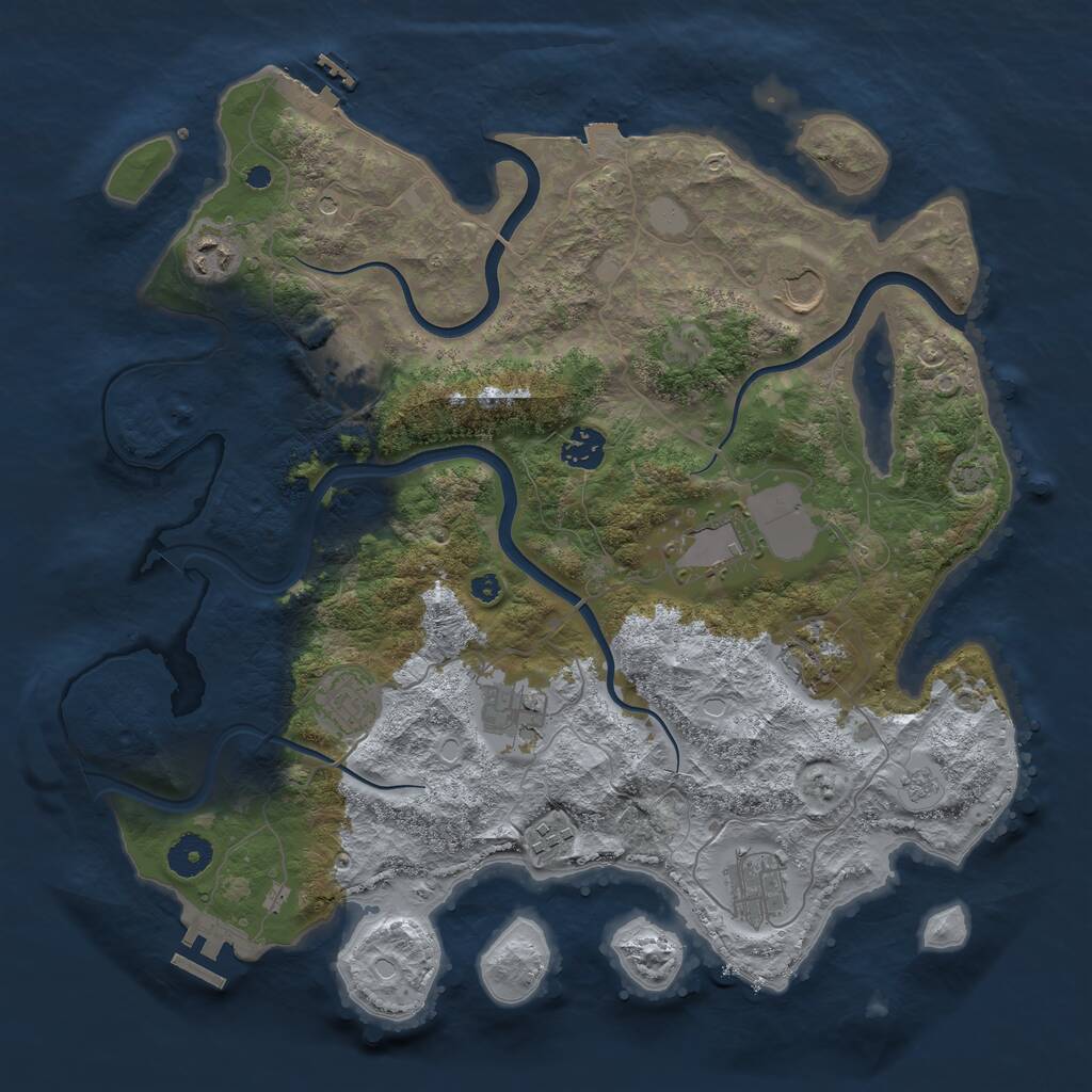 Rust Map: Procedural Map, Size: 3800, Seed: 200226, 16 Monuments