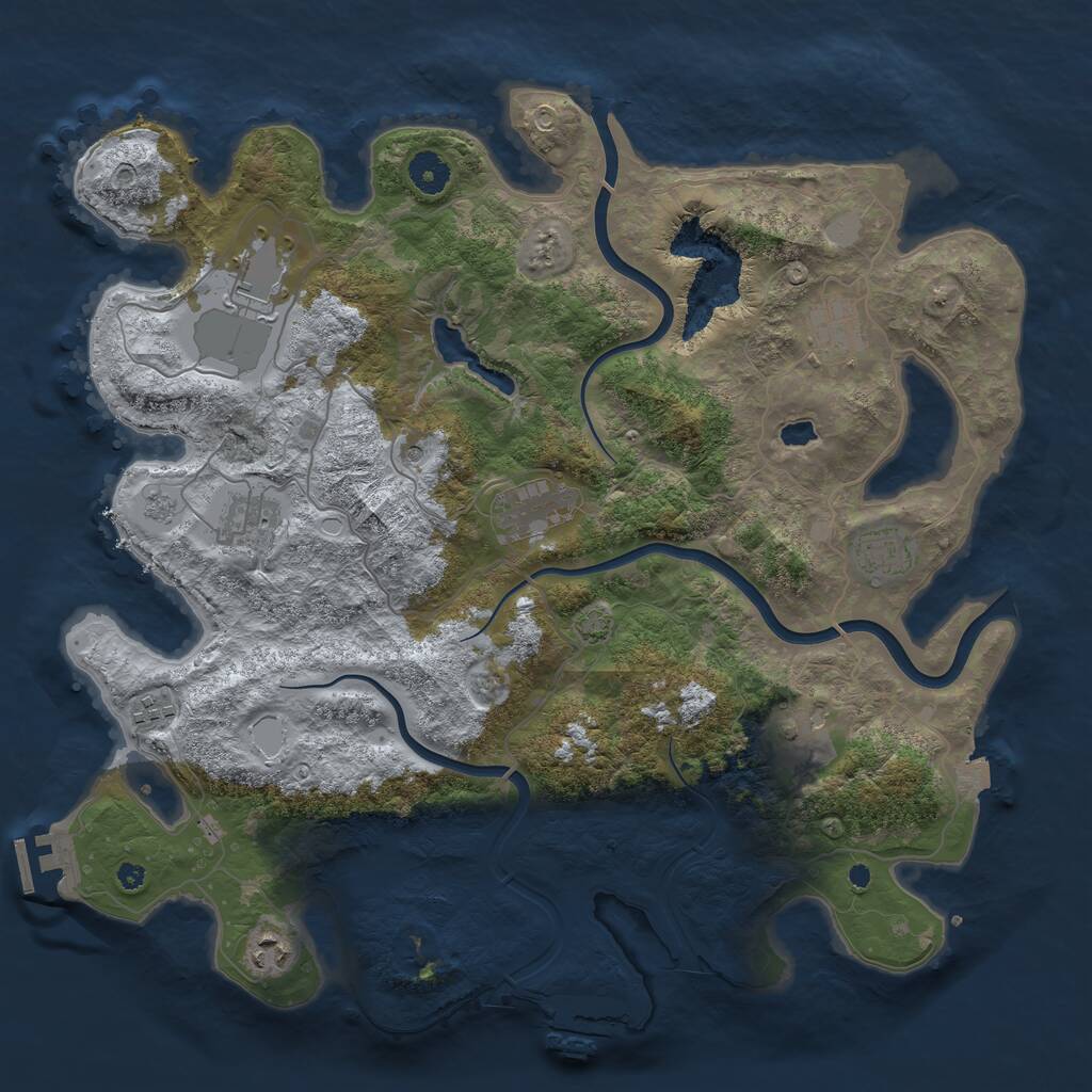 Rust Map: Procedural Map, Size: 4000, Seed: 350246553, 14 Monuments