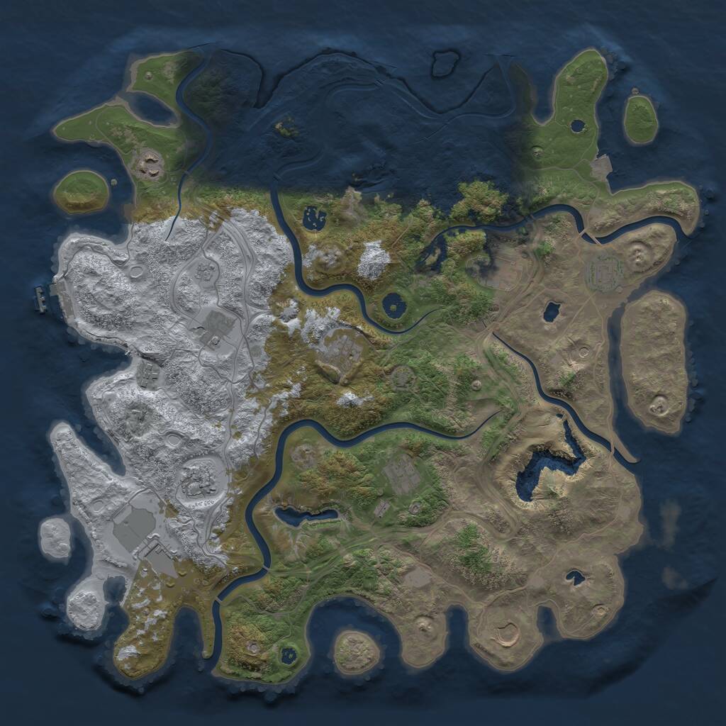 Rust Map: Procedural Map, Size: 4500, Seed: 70722697, 16 Monuments