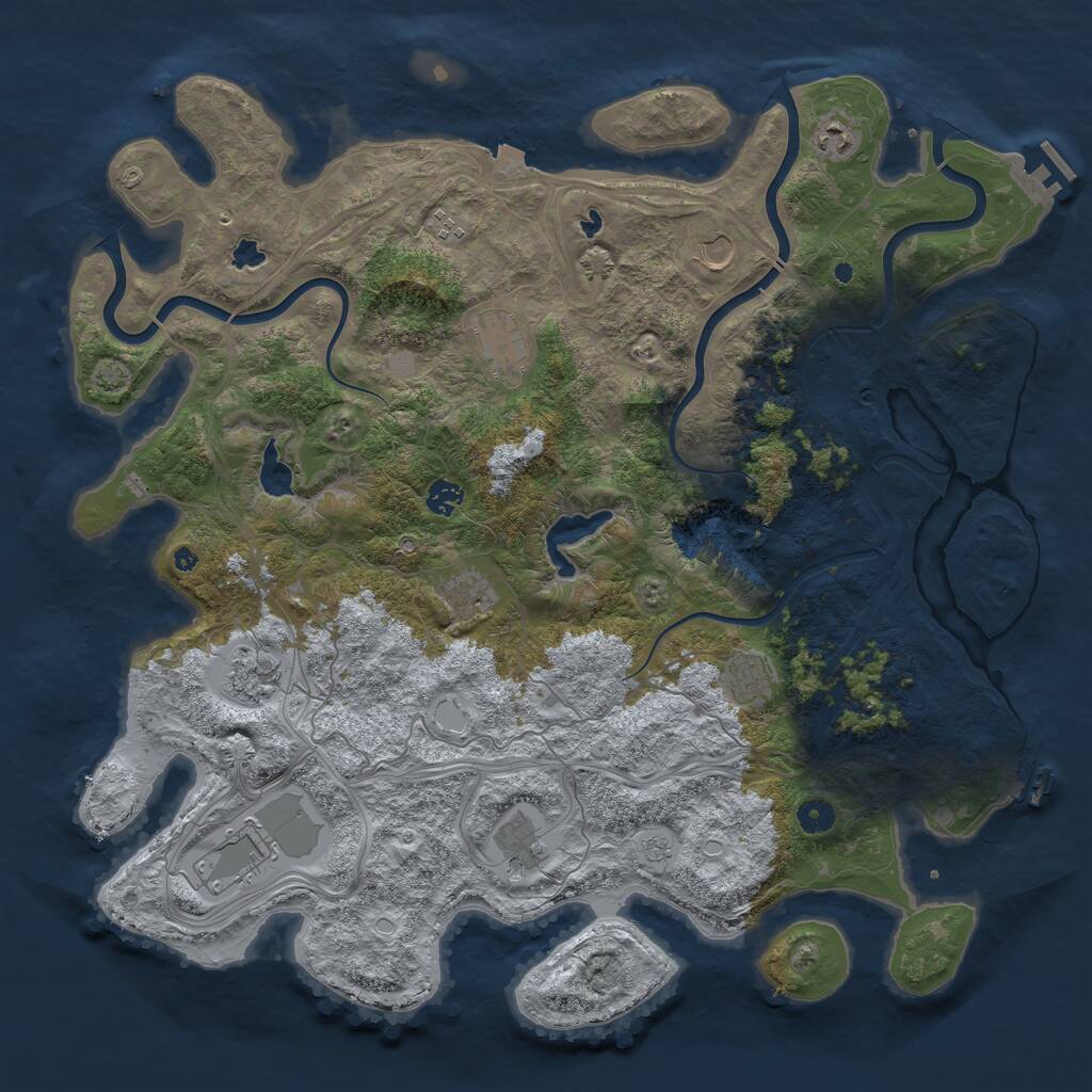 Rust Map: Procedural Map, Size: 4600, Seed: 899419548, 16 Monuments